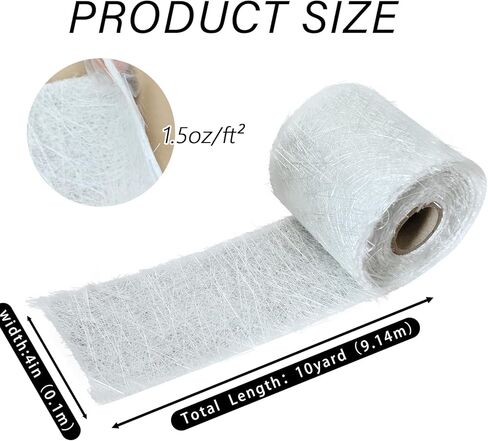 حصيرة الألياف الزجاجية المفرومة ، 10 ياردة × 4 '' 'fiberglass roll لفة ، 1.5 أونصة ، بدلة لتشكيل أسطح قوارب السيارات وتعزز الإصلاحات (1 ، 10 ياردة × 4' '، 1.5 أوقية) in Kuwait