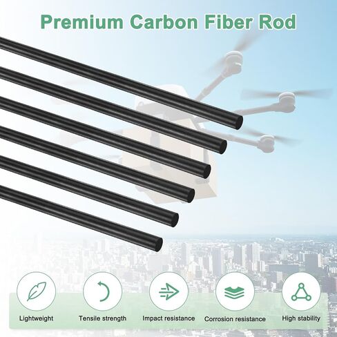 قضبان ألياف الكربون ذات 5 عبوات ، طول 300 مم 3 مم ديا ألياف الكربون القطب اللامع ل RC Airplane/DIY Craft/Scale Model Kite Wing Tube [11.81 × 0.11in] in Saudi Arabia