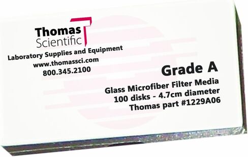 Thomas A4700 Borosilicate Glass Microfiber Filter, 1.5 Micron, Fast Flow, Grade A, 4.7cm Diameter (Pack of 100) in Kuwait