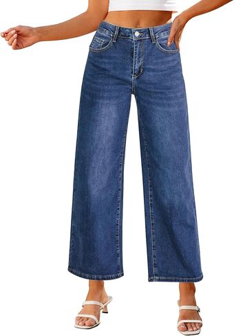 luvamia Wide Leg Jeans for Women High Waisted Relaxed Fit Trendy Stretchy Denim Pants Ankle Trouser Jeans with Pockets in Kuwait