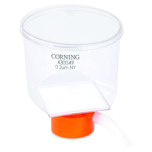 Corning® #430049, 500mL Bottle Top Vacuum Filter, 0.2µm Pore 33.2cm² Nylon Membrane, Fits 45mm Diameter Necks, Sterile (Single) in Saudi Arabia