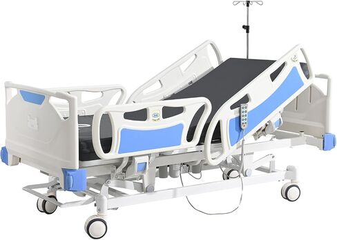 Premium 5 Function Full Electric ICU Hospital Bed with 4.7" Mattress for Home Use-17.7" - 29.5" Height Range-CPR One-Click Recovery-5" Casters, 530LBS Loading, Adjustable Medical Bed Frame in Saudi Arabia