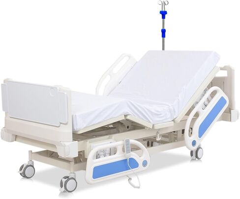 Premium Hospital Bed - 3 Function Full Electric Hospital ICU Bed with 4.7" Memory Foam Mattress Included Jetcon Motor & Control System and Central Locking System with 5" Casters in Kuwait