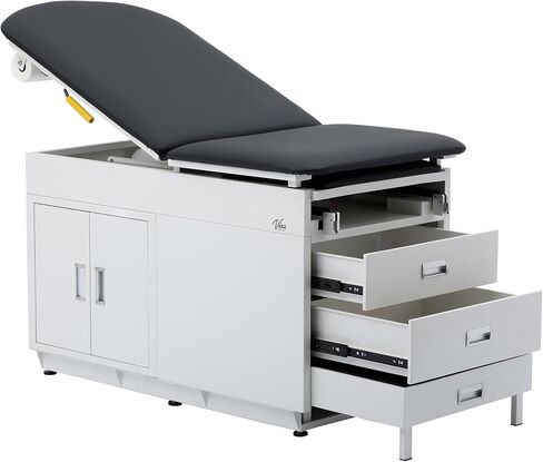 Viva Comfort Grande Medical Exam Table, Adjustable Exam Bed with Step Stool, Storage Cabinets, Foot Rest and Stirrups,47.64" L x 26.77" W x 29.13" H, Blue in Saudi Arabia