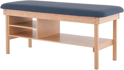 Medical Examination Table with Wooden Base, Navy Blue Padded Surface, (Black) in Kuwait