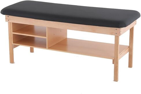Medical Examination Table with Wooden Base, Navy Blue Padded Surface, (Black) in Kuwait