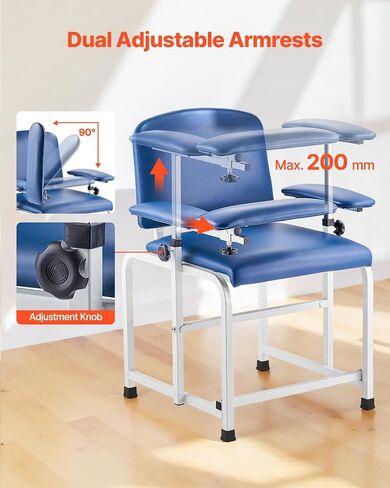 VEVOR Phlebotomy Chair, Blood Draw Chair with Adjustable Armrests and Flip Arm, 400LBS Loading Blood Drawing Medical Chair with Soft Padded Seat, Easy-to-Clean PVC Leather for Hospitals, Labs, Clinics in Saudi Arabia