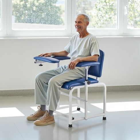 VEVOR Phlebotomy Chair, Blood Draw Chair with Adjustable Armrests and Flip Arm, 400LBS Loading Blood Drawing Medical Chair with Soft Padded Seat, Easy-to-Clean PVC Leather for Hospitals, Labs, Clinics in Saudi Arabia