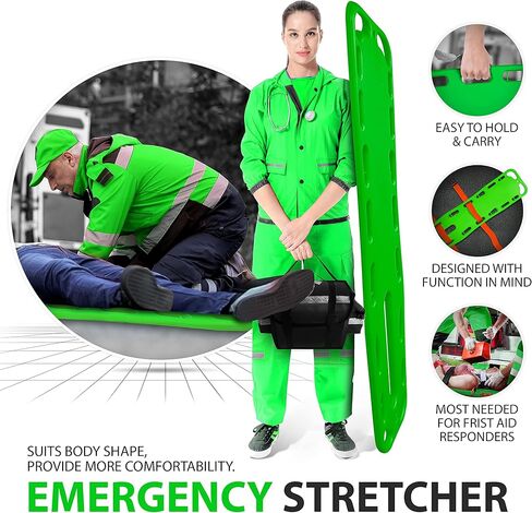 SURGICAL ONLINE First Responder EMT Backboard Spine Board Stretcher Immobilization with Head Bed and Spider Straps - Gift EMT Trauma Bag … (Orange) in Kuwait