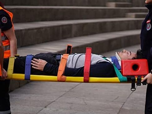 ARS Spine Board Stretcher, First Responder Medical Backboard Head Immobilizer Unit and Spider Straps, EMT Supplies and Equipment for Patient Transfer (Yellow), 16.1 pounds, 1 Count in Saudi Arabia
