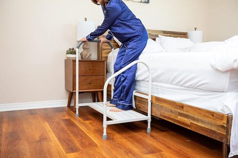 Step2Bed Bed Rails For Elderly with Adjustable Height Bed Step Stool & LED Light for Fall Prevention - Portable Medical Step Stool comes with Handicap Grab Bars making it easy to get in and out of bed in Saudi Arabia