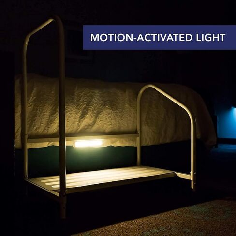 Step2Bed Bed Rails For Elderly with Adjustable Height Bed Step Stool & LED Light for Fall Prevention - Portable Medical Step Stool comes with Handicap Grab Bars making it easy to get in and out of bed in Saudi Arabia