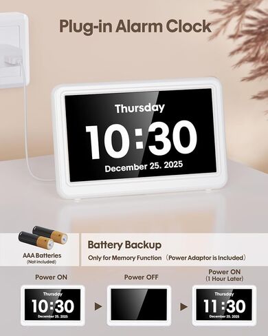 Clock with Day and Date for Elderly, 7" Large Display Digital Calendar Day Clock with 20 Custom Alarms and Medicine Reminders, 12 Display Modes, Dimmable Dementia Alzheimers Clocks for Seniors in Saudi Arabia