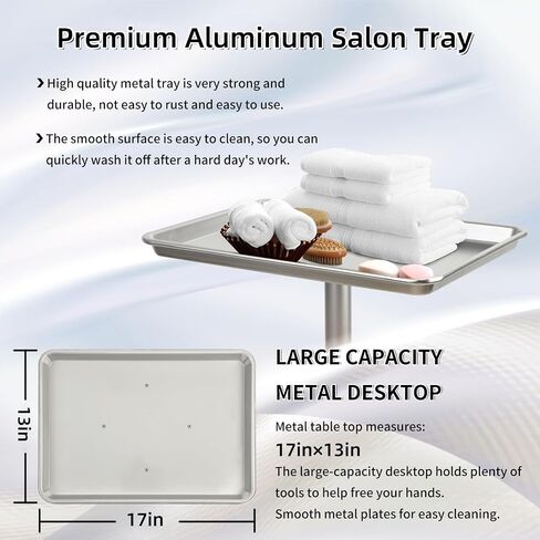 Salon Tray, Salon Color Tray with Adjustable Height, Salon Tray on Wheels, Salon Rolling Tray, Ideal Use As Tattoo Tray＆Dental Tray in Saudi Arabia