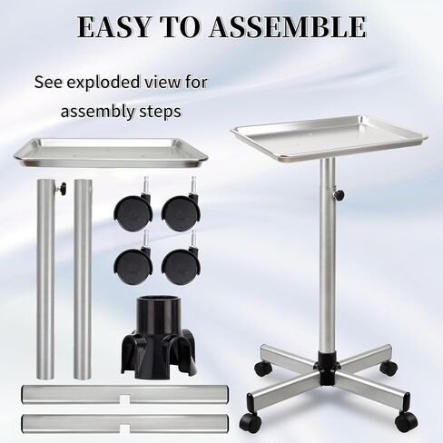 Salon Tray, Salon Color Tray with Adjustable Height, Salon Tray on Wheels, Salon Rolling Tray, Ideal Use As Tattoo Tray＆Dental Tray in Saudi Arabia
