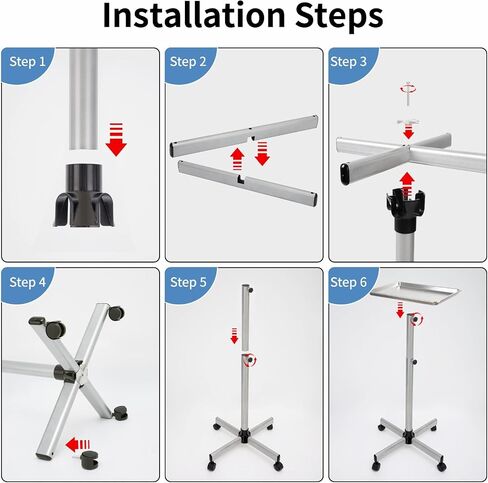 Salon Tray, Salon Color Tray with Adjustable Height, Salon Tray on Wheels, Salon Rolling Tray, Ideal Use As Tattoo Tray＆Dental Tray in Saudi Arabia