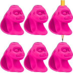 6PCS Orangutan-Shaped Pencil Grips for Kids, Pencil Holder, Soft Silicone Ergonomic Writing Aid for Children, Correct Grip Posture Tool for School and Home Use (Green) in Kuwait