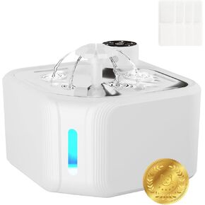 نافورة ماء القط اللاسلكي مع 4 مرشحات استبدال حزمة 108 أوقية/3.2L بطارية نافورة مياه الحيوانات الأليفة التي تعمل مع صينية الصلب غير القابل للصدأ موزع ماء الكلب CAT مع مستشعر الحركة (رمادي ، 3.2 لتر) in Kuwait