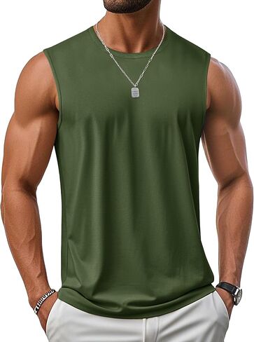 MAGCOMSEN Men's UPF 50+ Tank Top Workout Sleeveless Muscle Shirts Lightweight Casual Cooling Sleeveless Shirt for Gym Beach in Kuwait