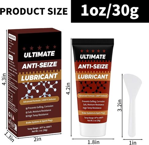 Copper Anti-Seize Thread Lubricant Spark Plug Antiseize Grease Compound for Automotive, Bolts and Nuts | High Temp Brake Parts Lubricant Grease Prevents Rust, Corrosion, Seizing - 1oz Tube (1-Pack) in Kuwait