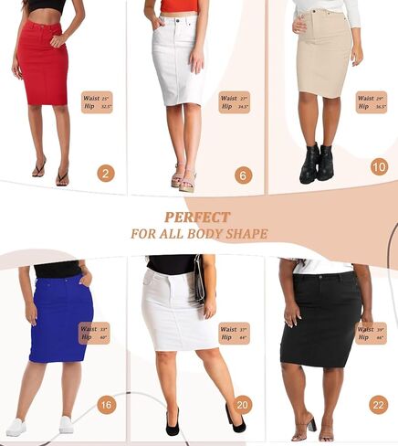 Hybrid & Company Women's Super Comfy Ultra Streth Skirt طول الركبة مع جيوب in Kuwait