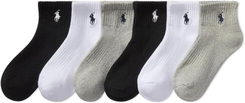 Polo Boys Solid Quarter Crew 6 Pair Pack, White Assorted, Kids 2-4 in Saudi Arabia