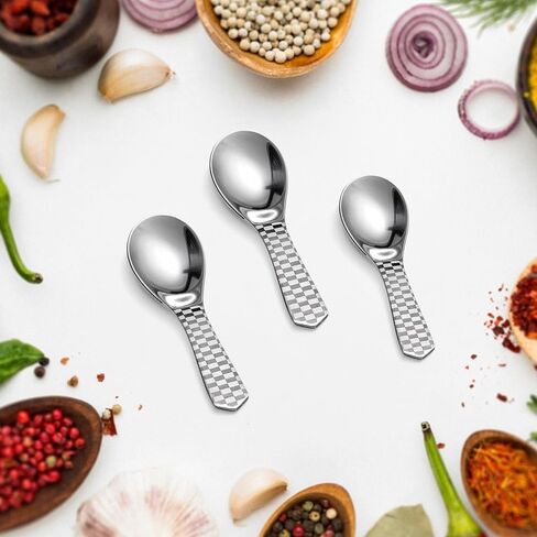 Kitchen Expert - Stainless Steel Masala Spoons | Heavy Guage | Mini Spoons for Tea/Sugar | Spices Spoon for Kitchen | for Small Containers | Spoon for Masala Dabba | Set of 6 | Silver Color in Saudi Arabia