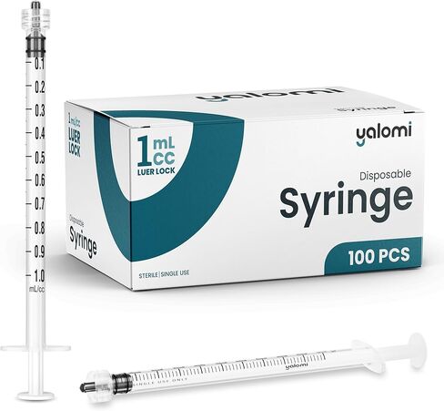 1mL Luer Lock Syringe (No Needle) | Sterile & Individually Wrapped | Professional, Industrial & Personal Use | 100 Pack | Yalomi in Saudi Arabia