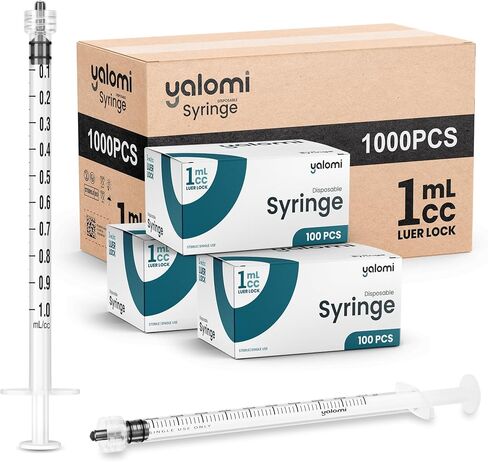 1mL Luer Lock Syringe (No Needle) | Sterile & Individually Wrapped | Professional, Industrial & Personal Use | 100 Pack | Yalomi in Saudi Arabia