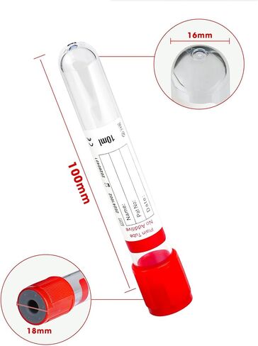 Vacutainer Blood Collection Tubes 10ml Lab Vacuum Plain Tube for Pet Animals Veterinary Lab Supplies 100 Pcs Wrap Packaging in Kuwait