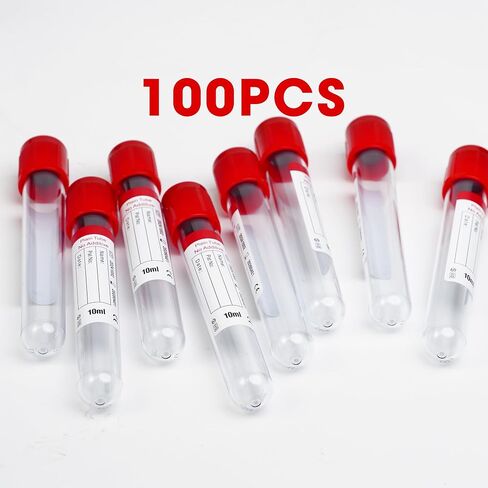 Vacutainer Blood Collection Tubes 10ml Lab Vacuum Plain Tube for Pet Animals Veterinary Lab Supplies 100 Pcs Wrap Packaging in Kuwait