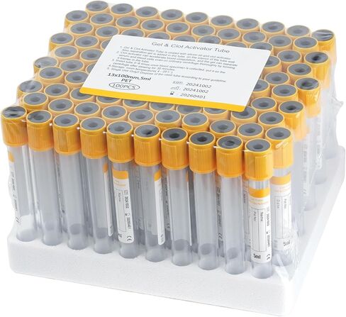 Vacutainer Blood Collection Tubes 10ml Lab Vacuum Plain Tube for Pet Animals Veterinary Lab Supplies 100 Pcs Wrap Packaging in Kuwait