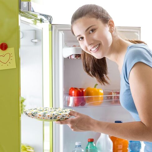 Patelai 10 Pcs Bowl Covers Reusable in 5 Size Stretch Cloth Fabric Bowl Covers Elastic Food Storage Covers Bread Sourdough Lids for Proofing Food Fruits Leftover(Stylish Style) in Kuwait