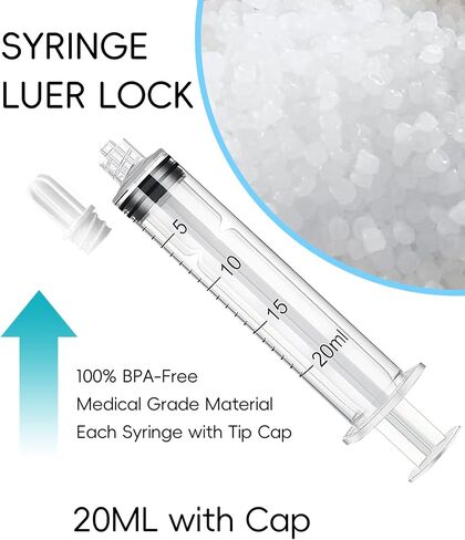 20ml Luer Lock Syringe without Needle - 20cc Plastic Syringes, Sterile, Individually Sealed, Pack of 20 in Kuwait