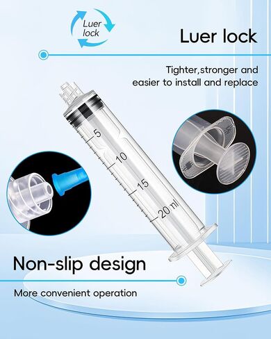 20ml Luer Lock Syringe without Needle - 20cc Plastic Syringes, Sterile, Individually Sealed, Pack of 20 in Kuwait