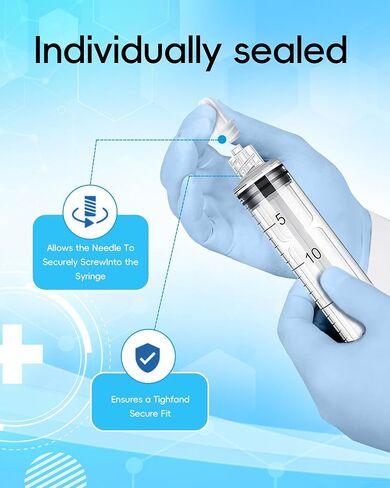 20ml Luer Lock Syringe without Needle - 20cc Plastic Syringes, Sterile, Individually Sealed, Pack of 20 in Kuwait