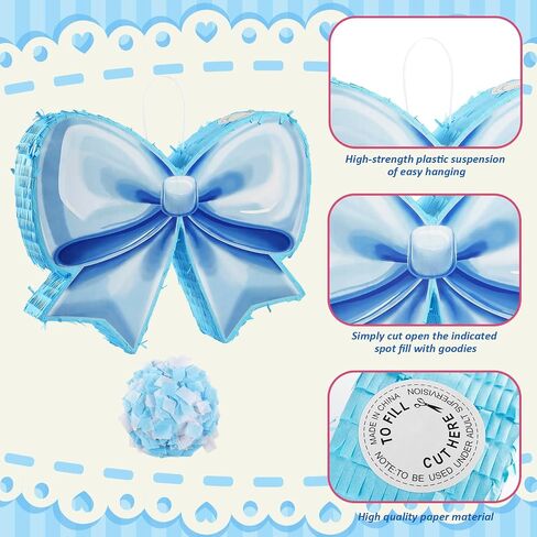 Pink Bow Piñata حفلة عيد ميلاد زخرفية Tie Bow Tie Piñata مع عظمى العصبية والخفافيش للبنات أطفال الأوزان الوردية ديكورات حفلة عيد ميلاد (صغيرة الحجم 16.5 "x13" x3) in Kuwait