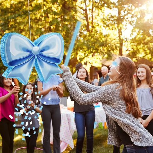 Pink Bow Piñata حفلة عيد ميلاد زخرفية Tie Bow Tie Piñata مع عظمى العصبية والخفافيش للبنات أطفال الأوزان الوردية ديكورات حفلة عيد ميلاد (صغيرة الحجم 16.5 "x13" x3) in Kuwait