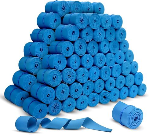 Tourniquet RediBlue يمكن التخلص منها [حزمة من 100] - مطاطية خالية من اللاتكس ، مقاومة للدموع ، متعرجة واحدة للاستخدام المفرد للإسعافات الأولية ، الطبية ، عيادة ، مضغوطة ومحمولة - 1 "× 18" in Kuwait