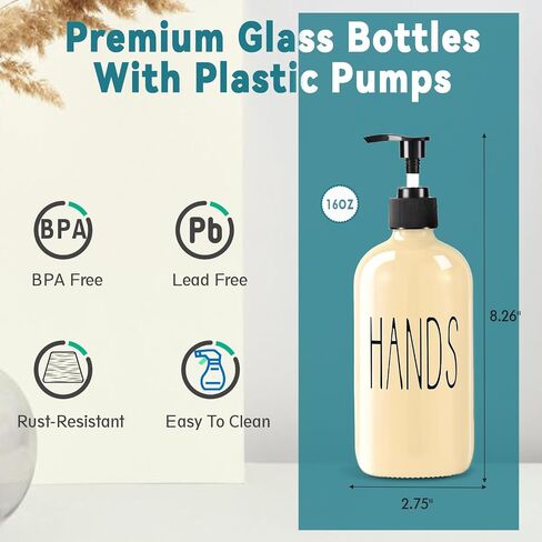 Glass Soap Dispenser Set 2 Pack,Contains Hand and Dish Soap Dispenser.Premium 16 Oz Black Kitchen Soap Dispenser Set for Kitchen Sink and Farmhouse Decor in Saudi Arabia