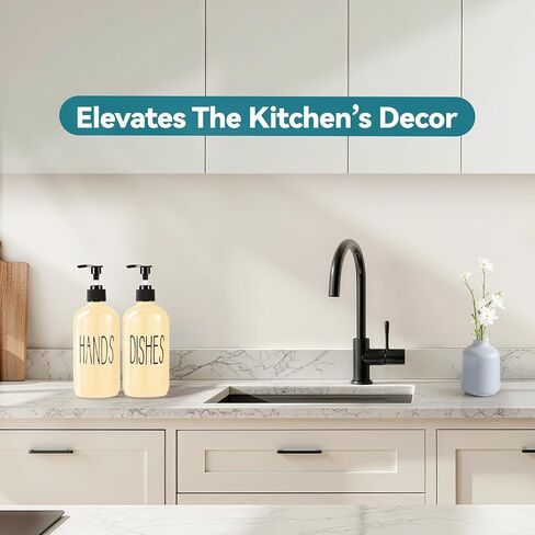 Glass Soap Dispenser Set 2 Pack,Contains Hand and Dish Soap Dispenser.Premium 16 Oz Black Kitchen Soap Dispenser Set for Kitchen Sink and Farmhouse Decor in Saudi Arabia