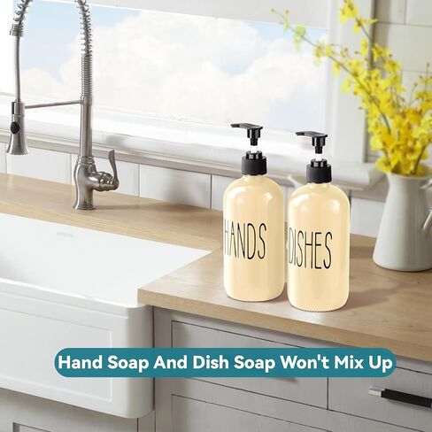 Glass Soap Dispenser Set 2 Pack,Contains Hand and Dish Soap Dispenser.Premium 16 Oz Black Kitchen Soap Dispenser Set for Kitchen Sink and Farmhouse Decor in Saudi Arabia
