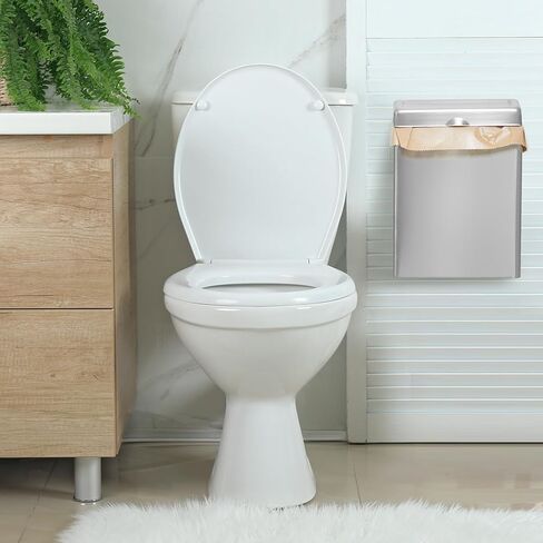 Tioncy 1 Pcs Sanitary Napkin Receptacle with 100 Feminine Hygiene Liner Bag Wall Mounted Tampon Holder for Bathroom Sanitary Napkin Disposal Bags Tampon Disposal Bin for Home Public Restrooms in Kuwait