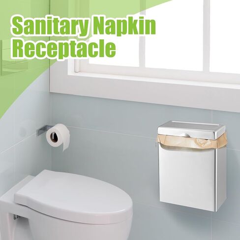 Tioncy 1 Pcs Sanitary Napkin Receptacle with 100 Feminine Hygiene Liner Bag Wall Mounted Tampon Holder for Bathroom Sanitary Napkin Disposal Bags Tampon Disposal Bin for Home Public Restrooms in Kuwait