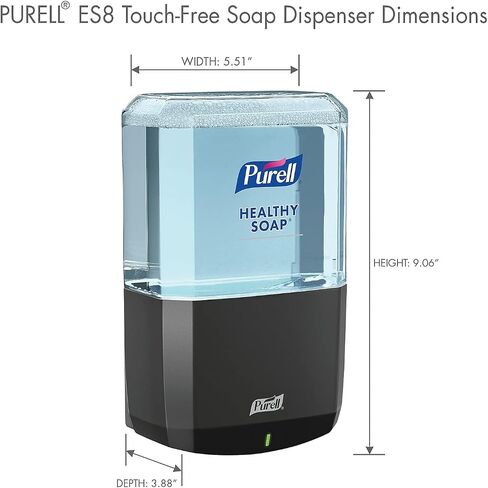PURELL ES8 Automatic Soap Dispenser, Graphite, for 1200 mL PURELL ES8 HEALTHY SOAP Refills (Pack of 1) - 7734-01 - Manufactured by GOJO, Inc. in Kuwait