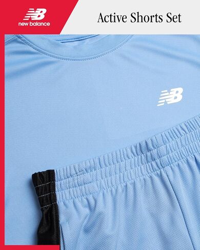 مجموعة شورتات نشطة للأولاد New Balance-4 قطع تي شيرت الأكمام القصيرة وشورتات الصالة الرياضية (8-20) ، حجم 14/16 ، أبل الأخضر الأسود in Saudi Arabia