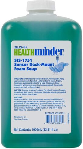 Sloan SJS-1751 Sensor Deck Deck-Mount Green Devons Soap Soap لموزع SJS-1750 Foam Soap ، زجاجة غير مركزية ، خالية من العطور ، 1000 مل ، 5700751 in Kuwait