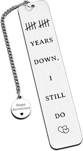 10th Anniversary Tin Gifts for Him Her - 10 Year Wedding Bookmark for Husband Wife, Romantic Ten Year Wedding Gift for Husband, Couples 10th Anniversary Milestone, Tin or Aluminum Gifts for 10th in Saudi Arabia