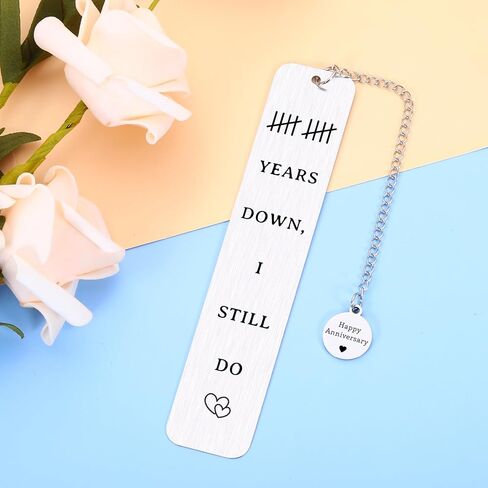 10th Anniversary Tin Gifts for Him Her - 10 Year Wedding Bookmark for Husband Wife, Romantic Ten Year Wedding Gift for Husband, Couples 10th Anniversary Milestone, Tin or Aluminum Gifts for 10th in Saudi Arabia