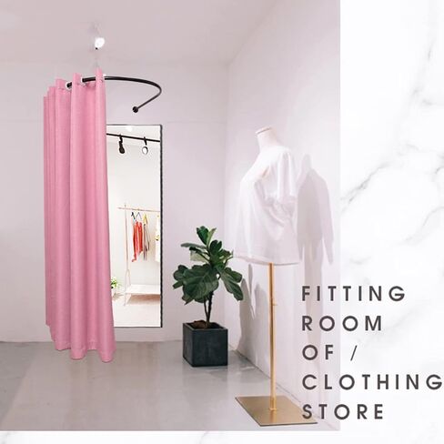 HIYOUGO Fitting Room Clothing Store, Simple Portable Dressing Room Wall-Mounted Changing Room with U Shaped Rod Privacy Screen for forboutique Retail Store Kiosk Shop (Size:80x85x200cm,Color:Pink) in Saudi Arabia